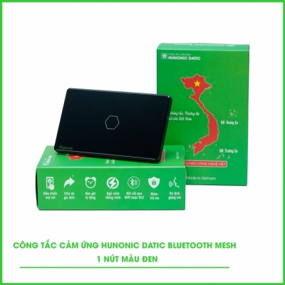 Công tắc cảm ứng 1 nút Bluetooth Mesh HUNONIC Datic màu đen
