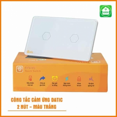 Công tắc cảm ứng thông minh Datic HUNONIC 2 nút màu trắng