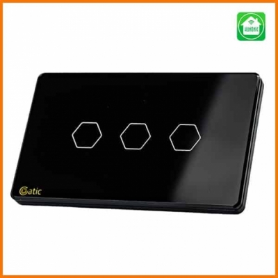 Công tắc cảm ứng Datic HUNUNIC 3 nút màu đen