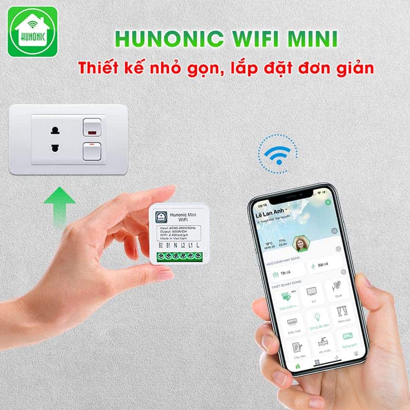Công tắc điều khiển từ xa Hunonic Mini 12 cong tac thong minh hunonic wifi mini 6