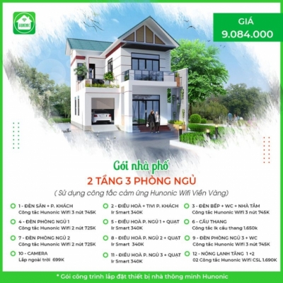 Trọn gói nhà thông minh HUNONIC 2 tầng 3 phòng ngủ
