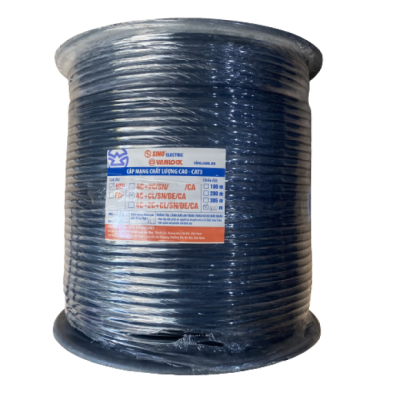 Dây cáp mạng CAT 3 SINO 4 lõi có gia cường có dầu cuộn 500m, dây màu đen